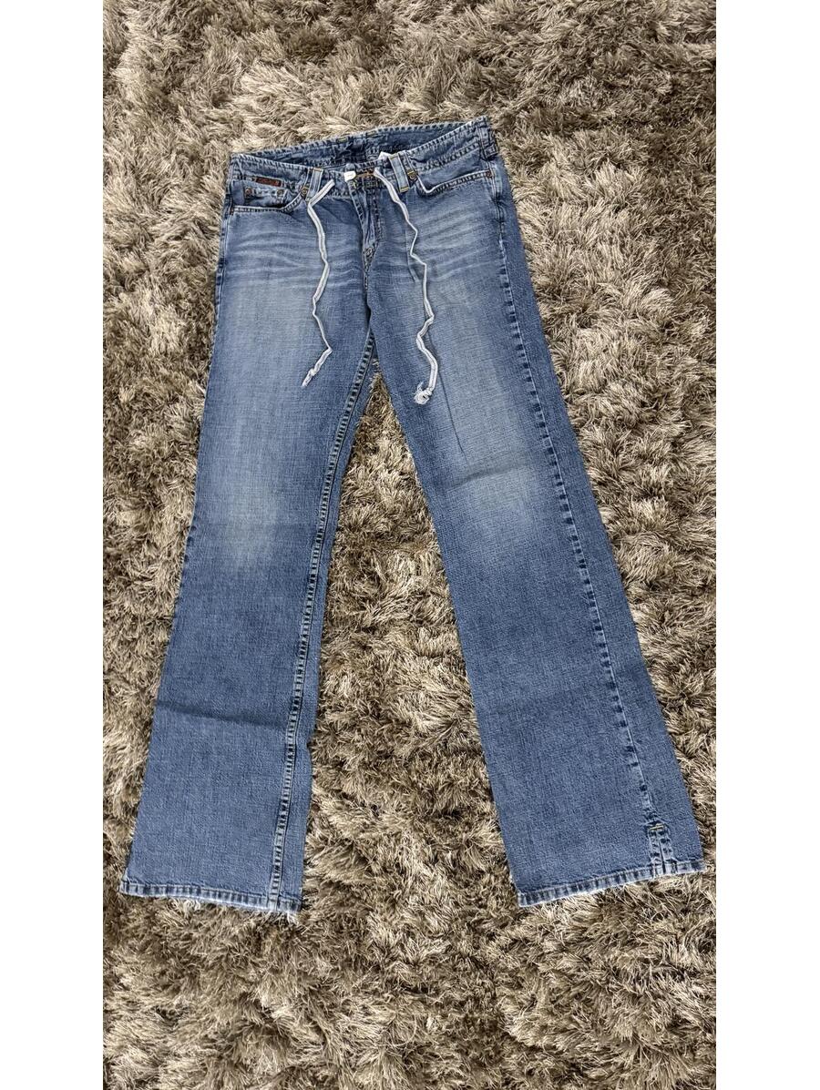 Lucky Brand Blue Flare Jeans Tie Waist Denim